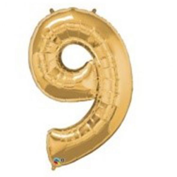 Gold Number 9 Balloon