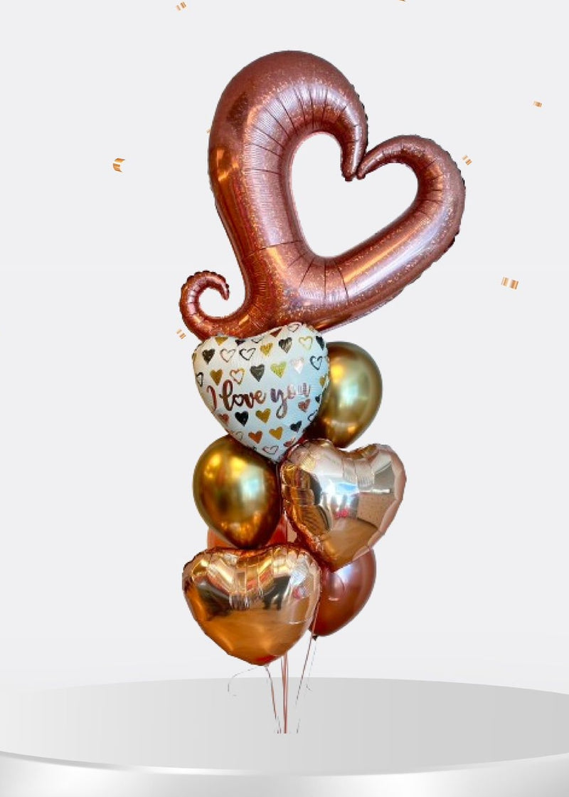 Chain of Hearts Rose Gold Balloon Bunch