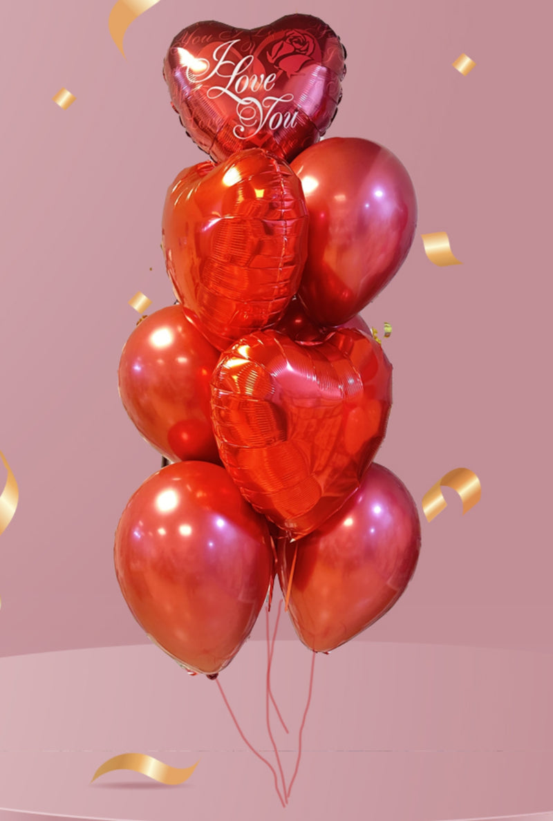 Metallic Heart Balloon Bunch
