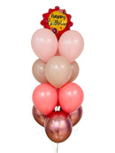 Pink Floral Birthday Balloon Bunch