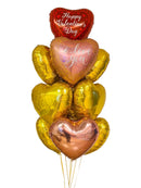 Pink and Gold Heart Foil Valentine's Day Balloon Bunch
