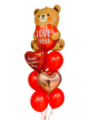 Red Bear Valentine's Day Balloon Bunch