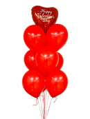 Red Stripe Heart Valentines Day Balloon Bunch