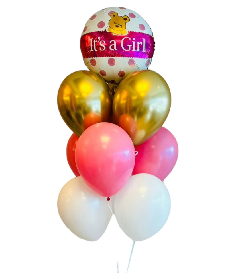 its a girl newborn baby balloon bunch