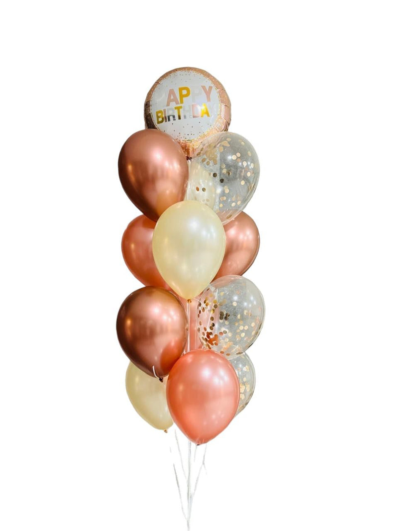 Rose gold Metallic Birthday Balloon Bunch