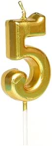 Gold Number 5 Candle