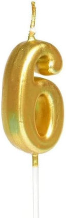 Gold Number 6 Candle