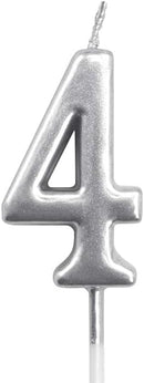 Silver Number 4 Candle
