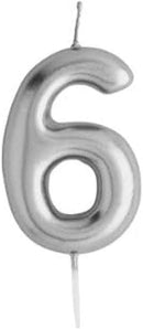 Silver Number 6 Candle