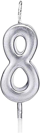 Silver Number 8 Candle