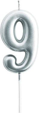 Silver Number 9 Candle