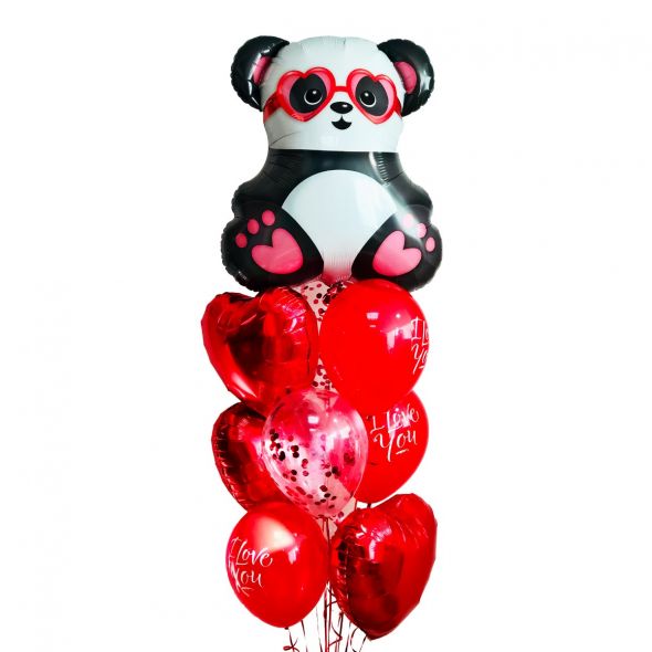 Panda Heart Balloon Bunch