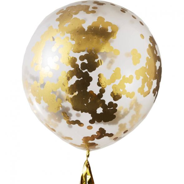 Clear Gold Confetti Balloon