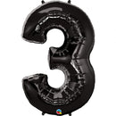 black number 3 balloon
