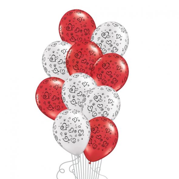 Printed Heart Balloon Bunch