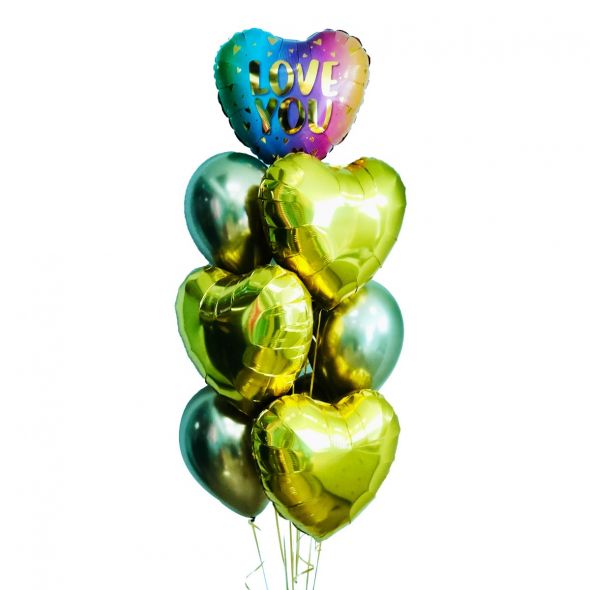 Chrome Green Balloon Bunch