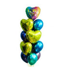 blue green romantic love balloon bunch