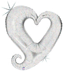 silver heart foil balloon