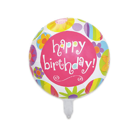 happy birthday bold flower balloon