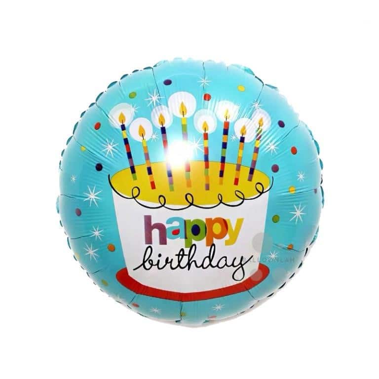 Teal Birthday Cake & Candle Balloon