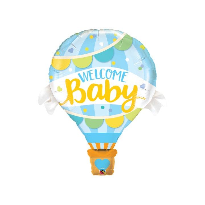 Welcome baby blue hot air balloon