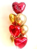 Red & Gold Heart Balloon Bunch