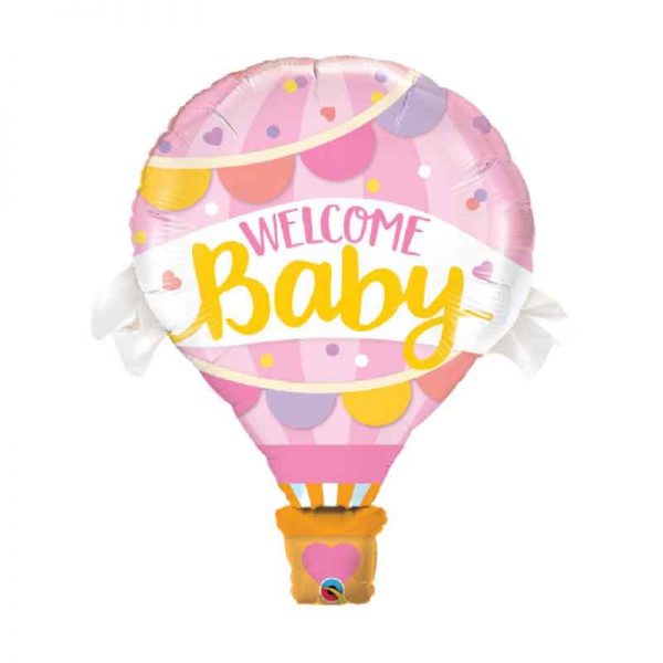 Welcome baby pink hot air balloon