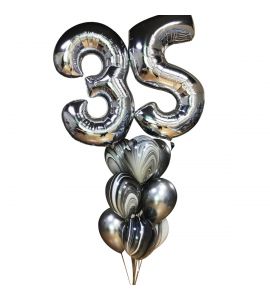 Silver Thirty Five Marble Balloons