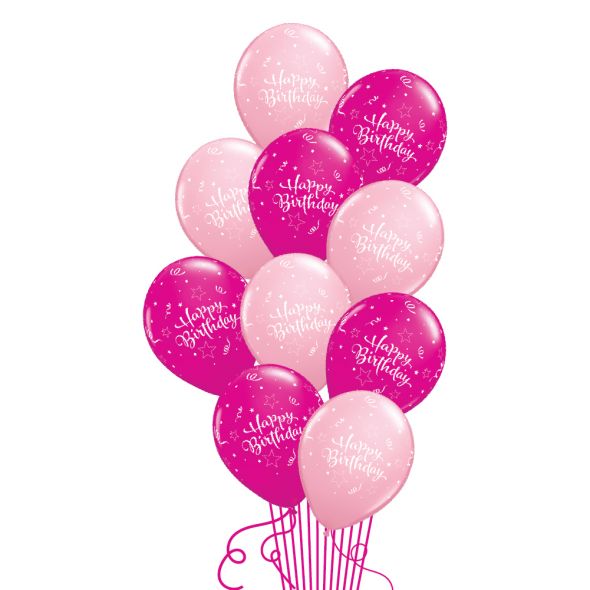 Pink Birthday Balloon Bunch