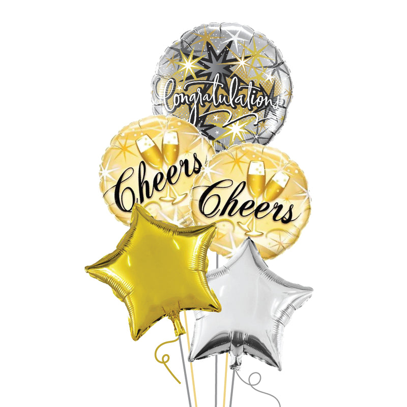 Silver & Gold Congratulations Balloon Bunch