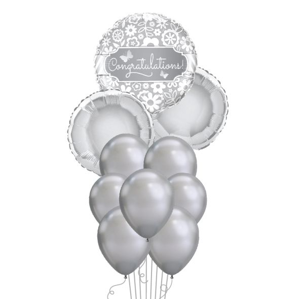 Silver Congratulations Balloon Bunch