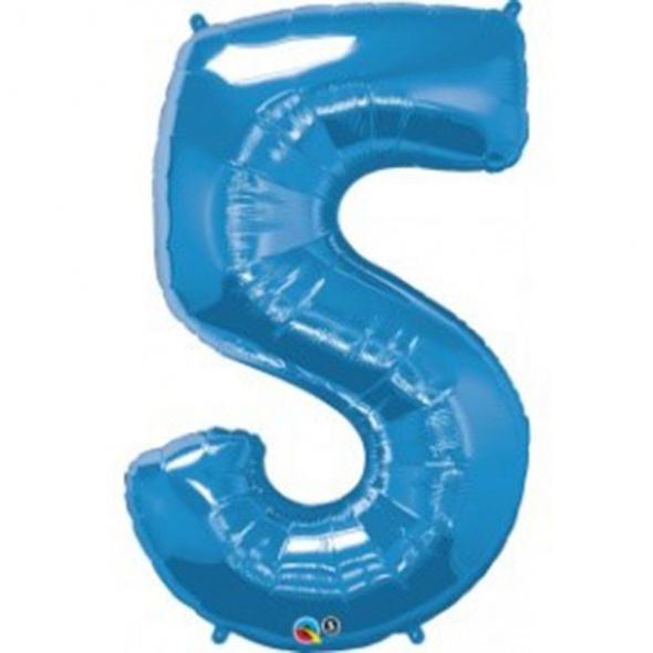 Blue Number 5 Balloon