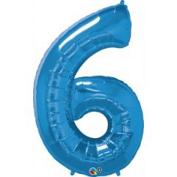 Blue Number 6 Balloon