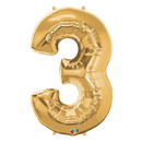 Gold Number 3 Balloon