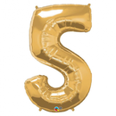 Gold Number 5 Balloon