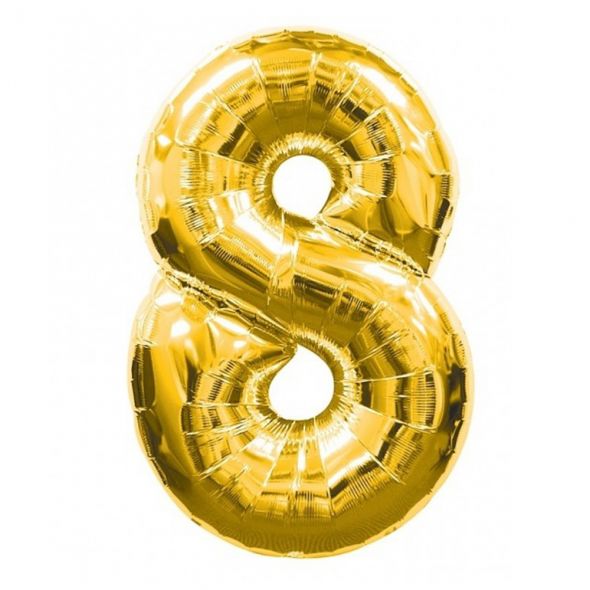 Gold Number 8 Balloon