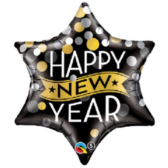New Year Black Star Balloon