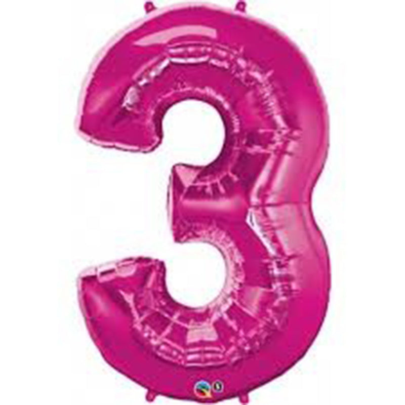 Magenta Number 3 Balloon - 34inch