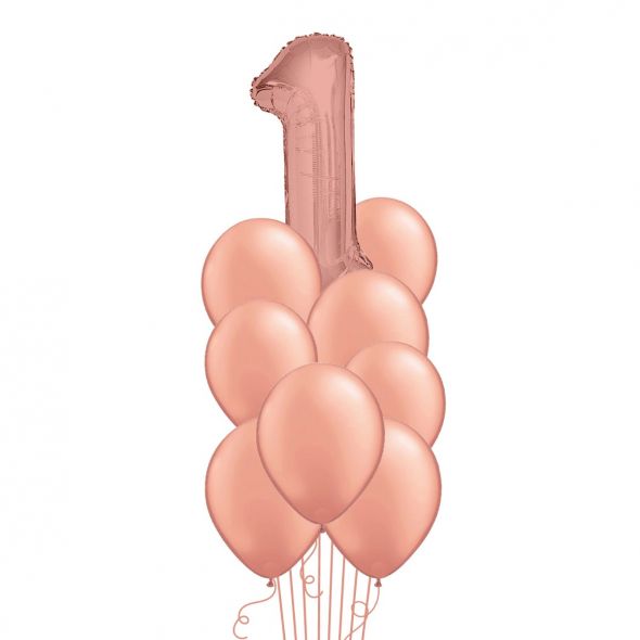 One Rose Gold Balloon Bunch