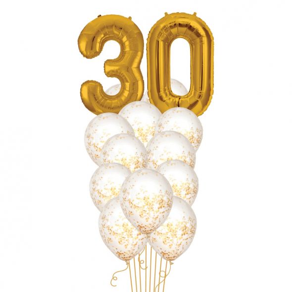 Thirty Gold Balloon Bunch