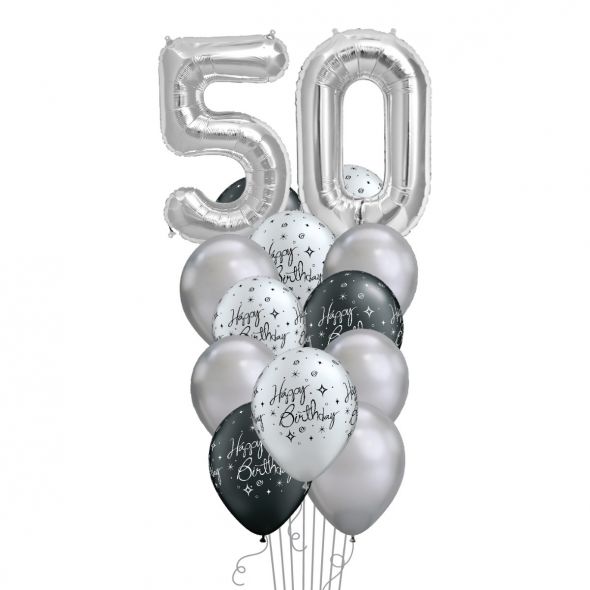 Fifty Silver Balloon Bunch