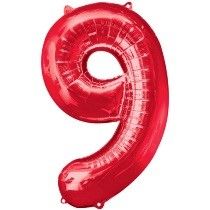 Red Number 9 Balloon - 34inch