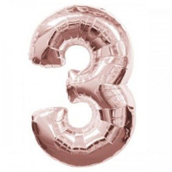 Rose Gold Number 3 Balloon - 34inch