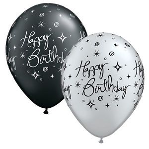 Silver & Black Sparkle Birthday Balloon Per Pc