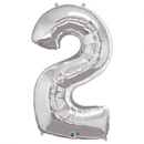 Silver Number 2 Balloon - 34inch