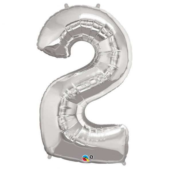 Silver Number 2 Balloon - 34inch