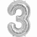 Silver Number 3 Balloon - 34inch