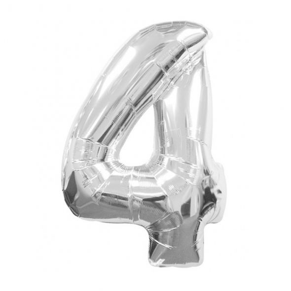 Silver Number 4 Balloon - 34inch