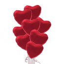 Red heart foil balloon bunch