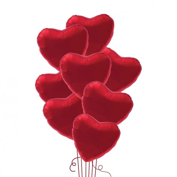 Red Heart Foil Balloon Bunch